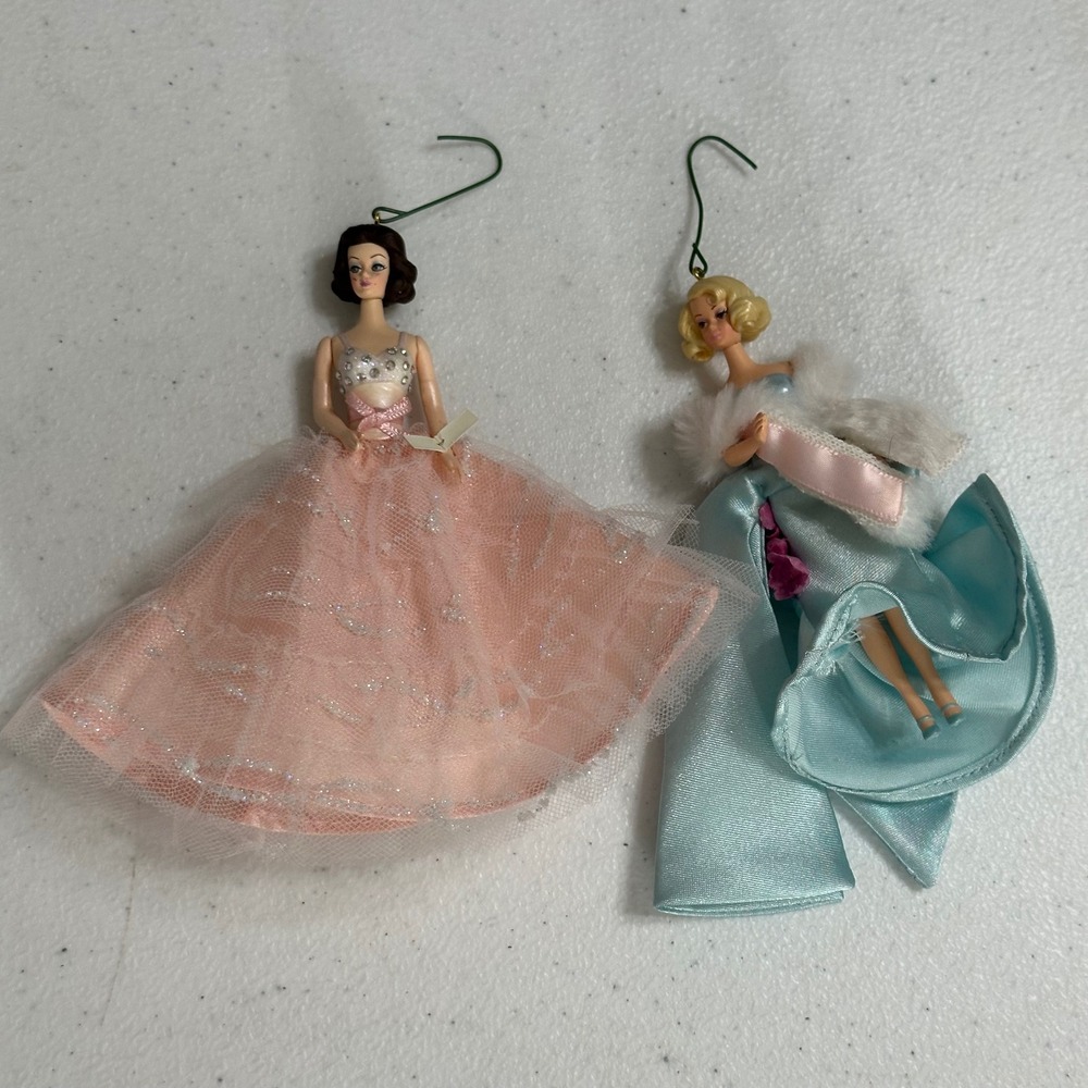 Hallmark Keepsake Barbie Enchanted Evening After Five Ornament Set Pink Blue 5"